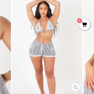 Black and white knit bra & shorts